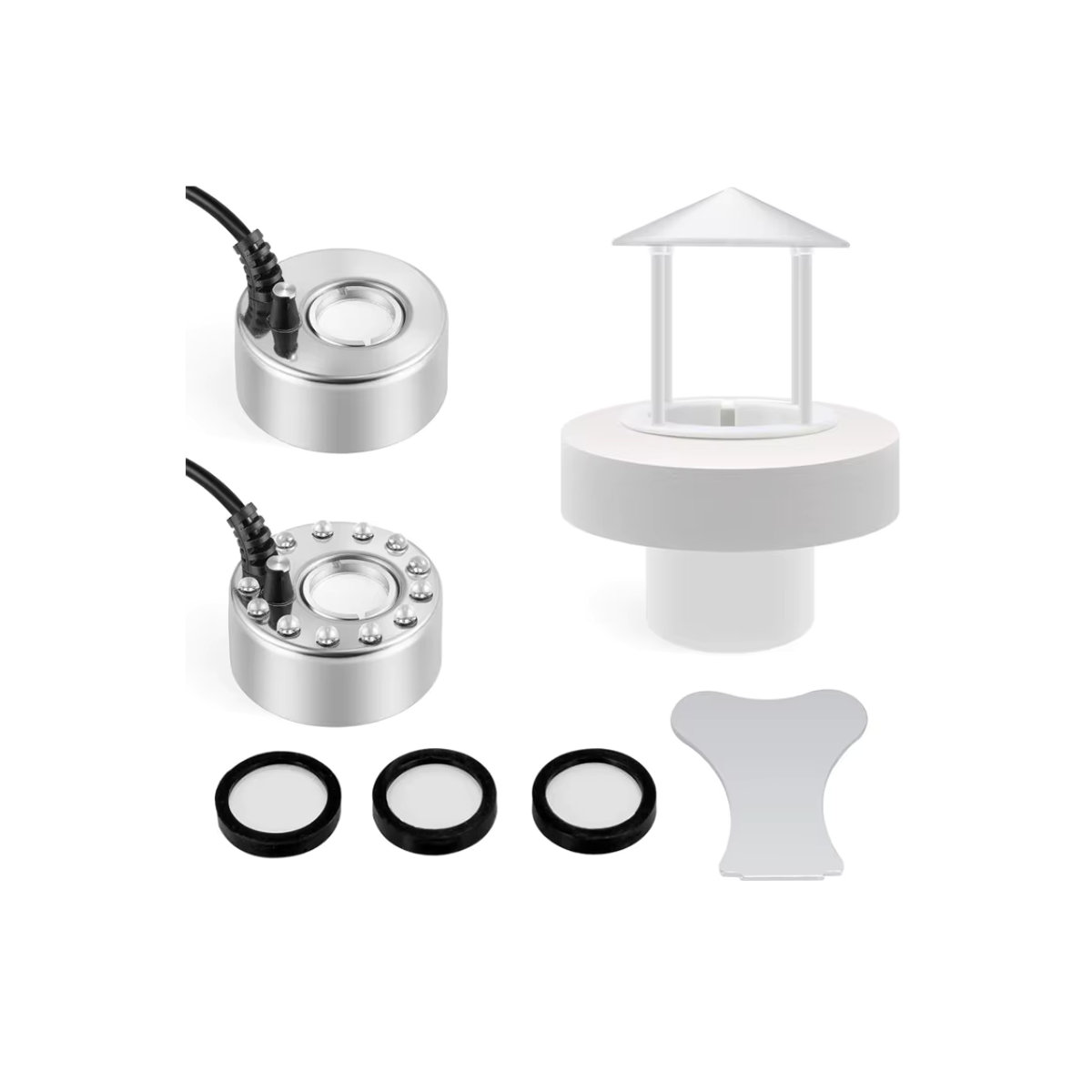 Ultraschall-Nebelmaschine mit bunten LED-Leuchten in Silber für Teich und Steingarten mit Spritzschutz und USB-Anschluss - Bild 6