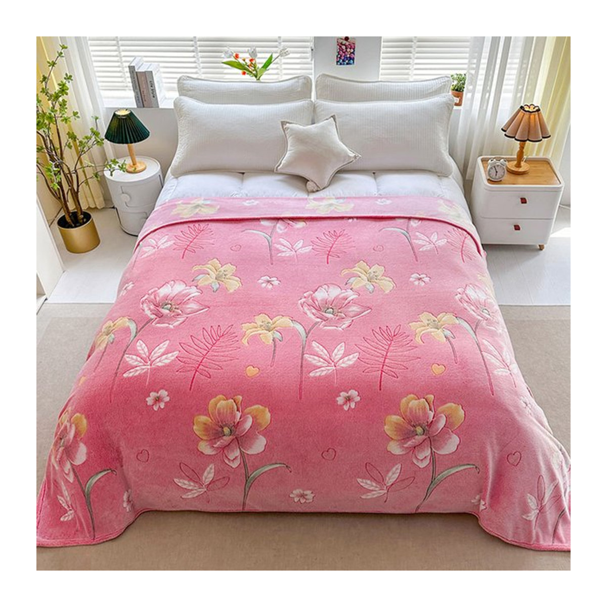 Ultraweiche und warme Flanelldecke von KDJEIKZ in Rosa für Einzel- oder Doppelbetten - Bild 1