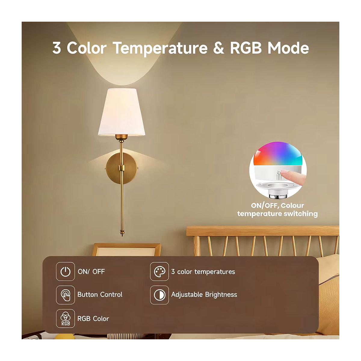 UMEXUS 2er Set LED Wandleuchten Modern Weiß mit Fernbedienung und Dimmfunktion, Wiederaufladbare Wandlampen für Schlafzimmer und Wohnzimmer - Bild 2