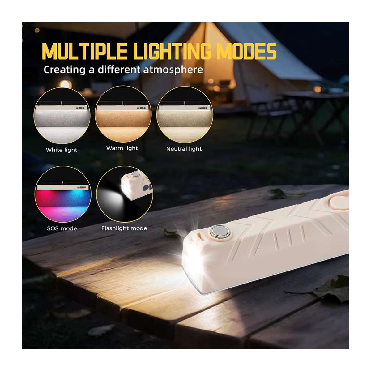 UMEXUS Multifunktionale LED-Camping-Arbeitsleuchte mit Magnet und 5 Beleuchtungsmodi für Reparaturen und Notbeleuchtung im Freien mit verstellbarer Halterung - Bild 4