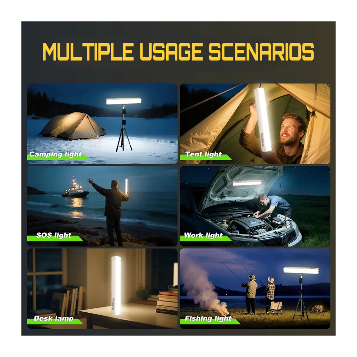 UMEXUS Multifunktionale LED-Camping-Arbeitsleuchte mit Magnet und 5 Beleuchtungsmodi für Reparaturen und Notbeleuchtung im Freien mit verstellbarer Halterung - Bild 5