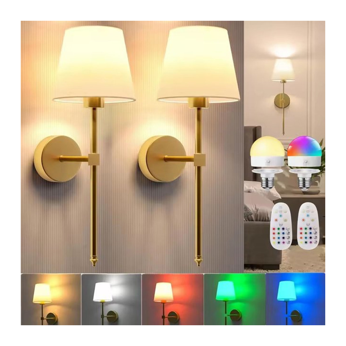 UMEXUS Nordische LED Wandleuchte mit RGB Bunt, kabellose Installation für Wohnzimmer und Schlafzimmer - Bild 1