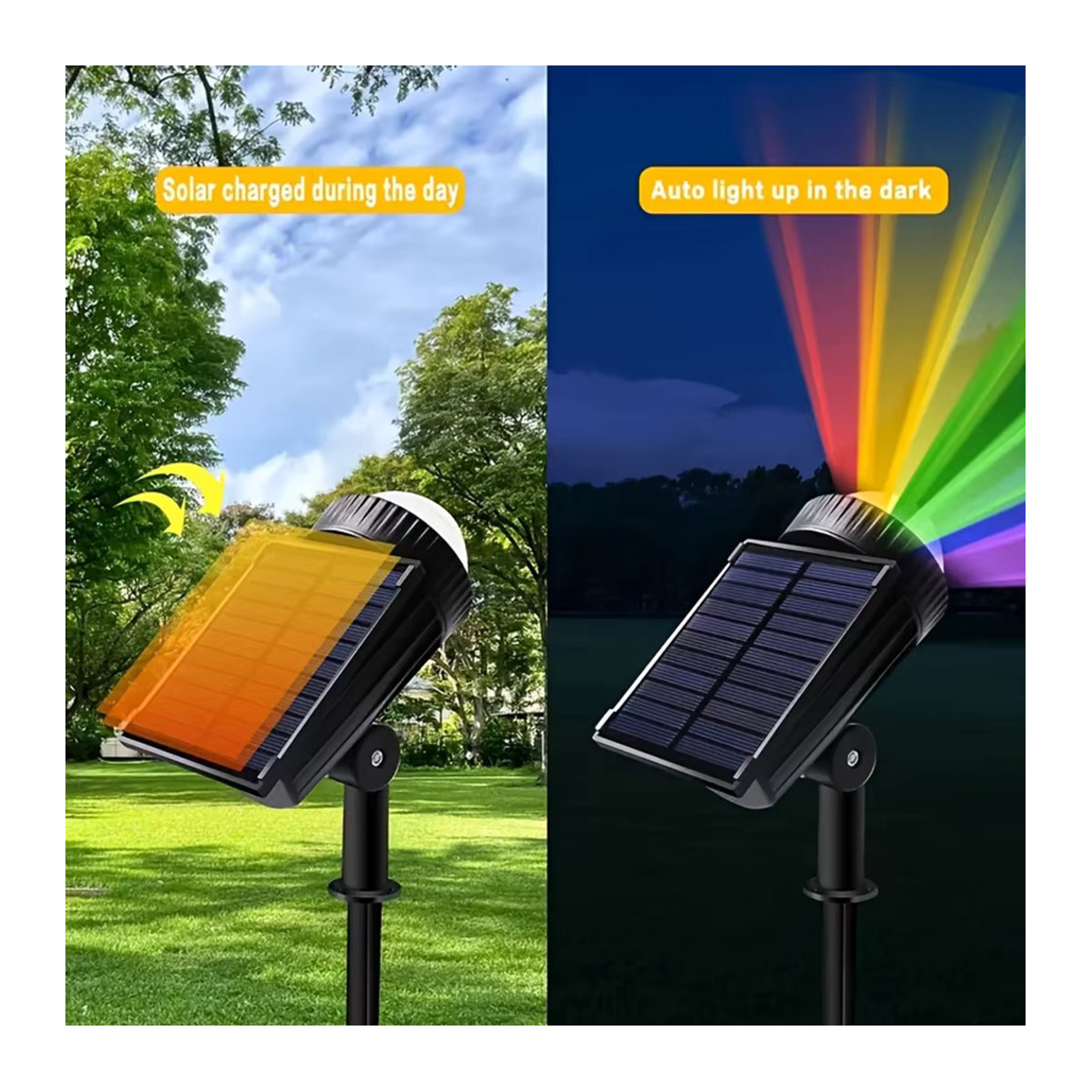 UMEXUS RGB Solar-Spotlights Schwarz Modern LED Wandleuchte für Außenbereich und Garten - Bild 2