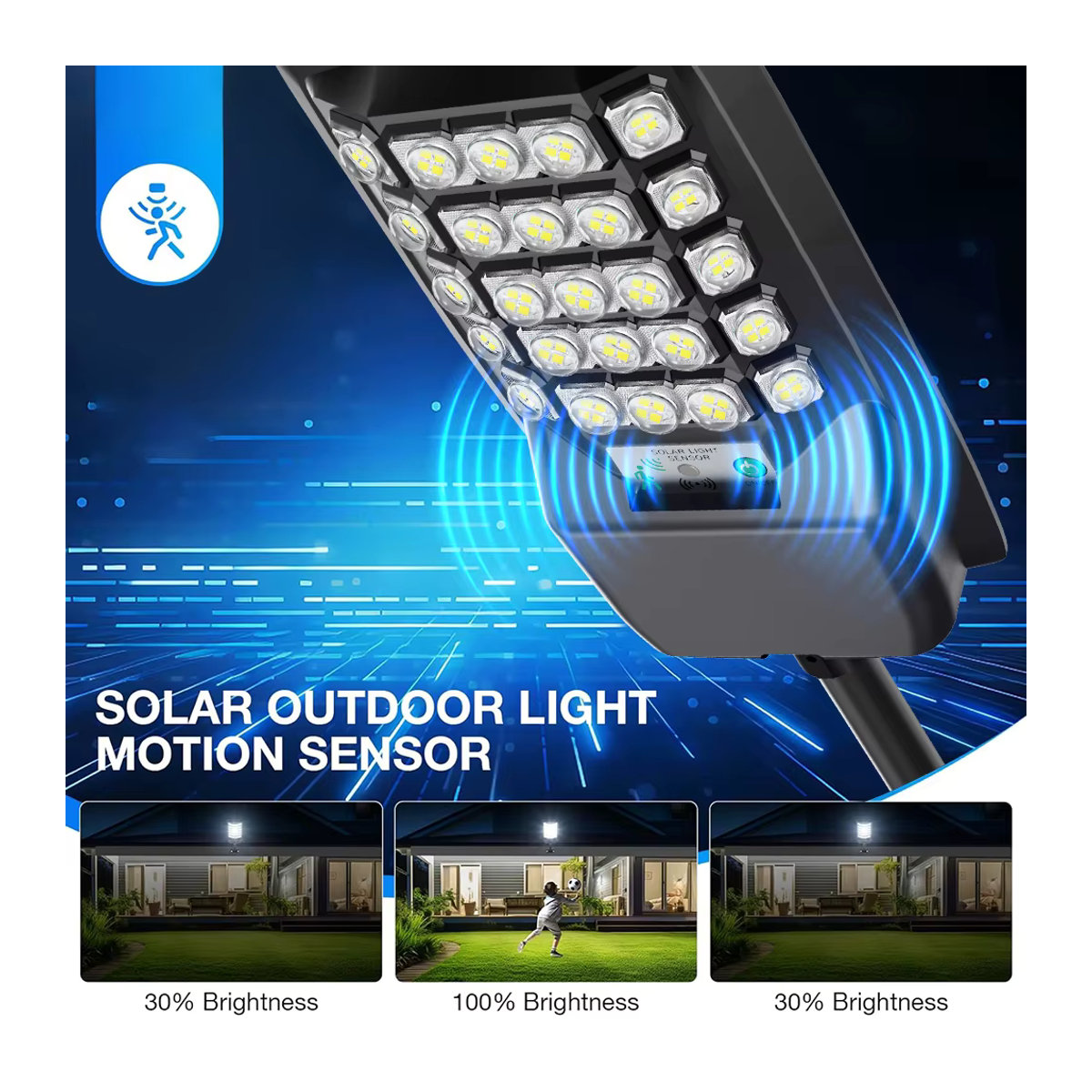 UMEXUS Solar-Bewegungssensor-Flutlicht Außenstrahler Schwarz aus Aluminium mit IP65 Wasserdichtigkeit für Garten und Hof - Bild 3