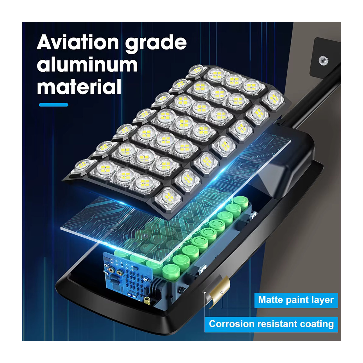 UMEXUS Solar-Bewegungssensor-Flutlicht Außenstrahler Schwarz aus Aluminium mit IP65 Wasserdichtigkeit für Garten und Hof - Bild 5