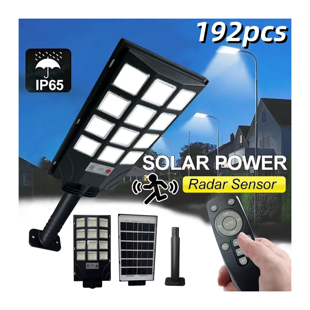 UMEXUS Solarleuchte LED Outdoor Modern Schwarz 100000LM Wasserdichte Solar-Straßenlampe für Außenbereiche und Sicherheit im Hinterhof - Bild 2
