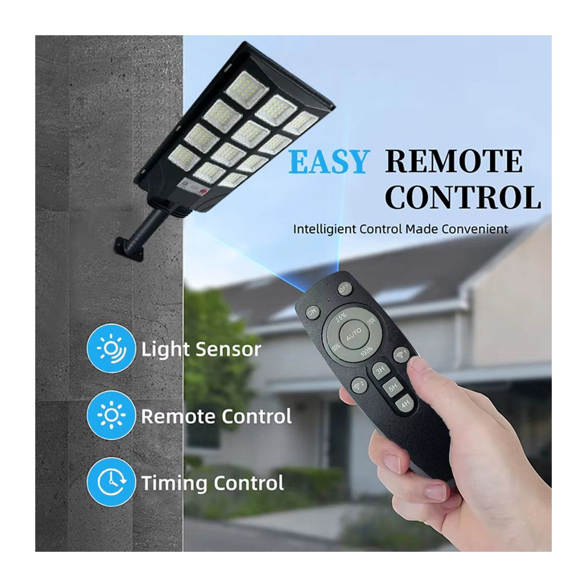 UMEXUS Solarleuchte LED Outdoor Modern Schwarz 100000LM Wasserdichte Solar-Straßenlampe für Außenbereiche und Sicherheit im Hinterhof - Bild 4