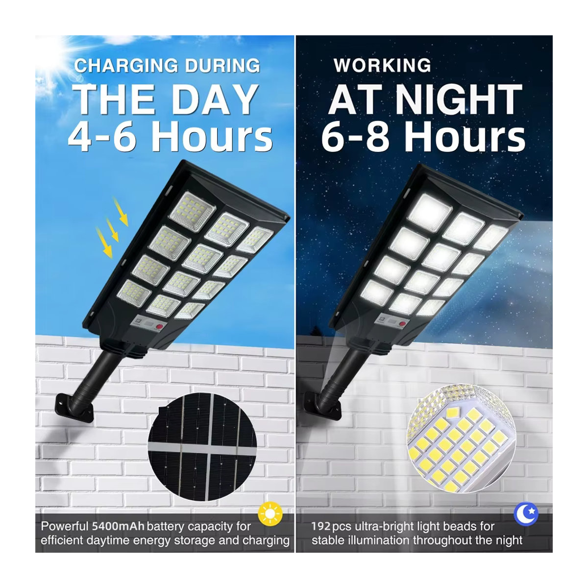 UMEXUS Solarleuchte LED Outdoor Modern Schwarz 100000LM Wasserdichte Solar-Straßenlampe für Außenbereiche und Sicherheit im Hinterhof - Bild 5