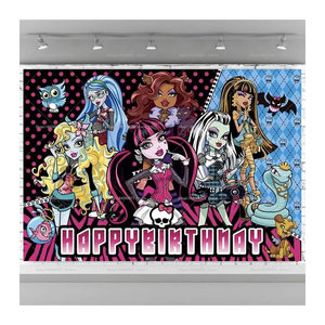 Umi Cartoon Monster und Geist Banner aus Textil als mehrfarbige Geburtstagsparty Dekoration für Kinderzimmer, B/H: 150 x 150 cm