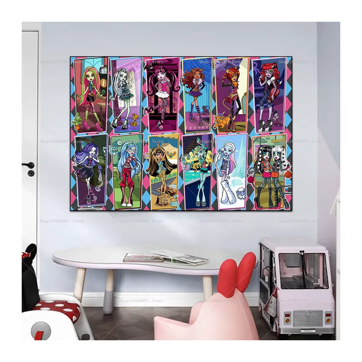 Umi Cartoon Monster und Geist Banner aus Textil als mehrfarbige Geburtstagsparty Dekoration für Kinderzimmer, B/H: 150 x 150 cm - Bild 3