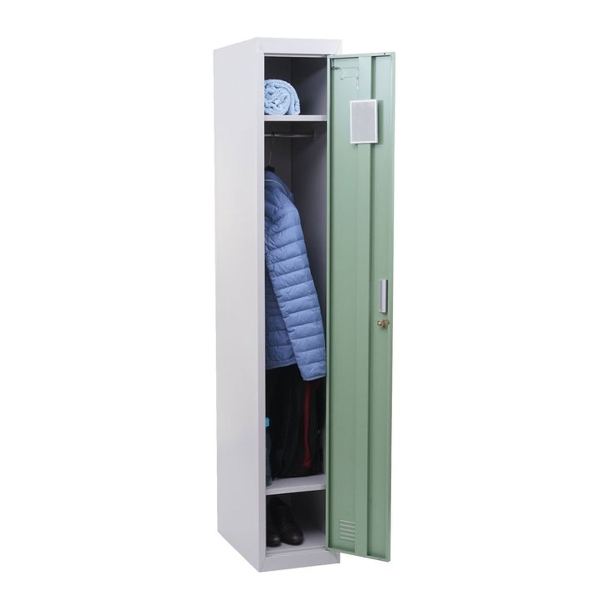 Umkleideschrank Spind Preston T163 von MCW aus Metall in Mint-Grün, H x B x T: 180 x 30 x 50 cm - Bild 1