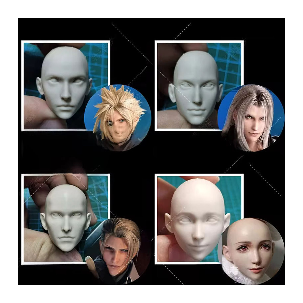 Unbemaltes Kopf-Modell aus Kunstharz im Maßstab 1/6 für DIY-Malerei und Übung von Charakteren wie Sephiroth, Rufus, Prompto und Noctis in Weiß von MAK - Bild 7