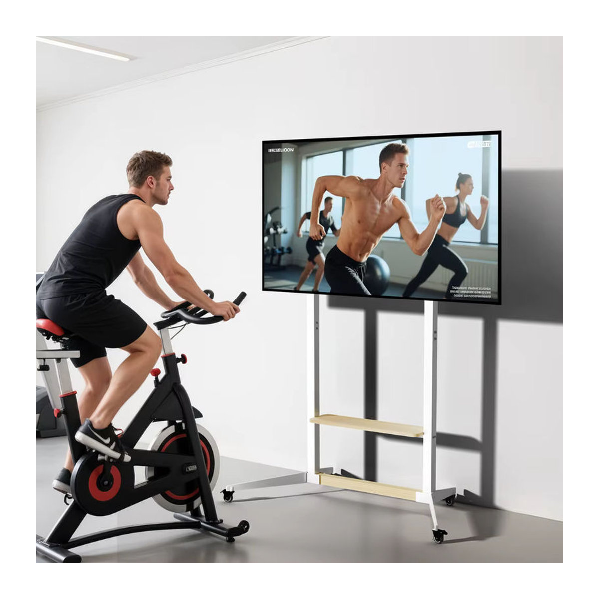 Unho Mobiler Eck-TV-Ständer in Weiß mit Rollen für 40–100 Zoll, höhenverstellbare minimalistische TV-Halterung mit maximaler Belastbarkeit von 100 kg - Bild 6