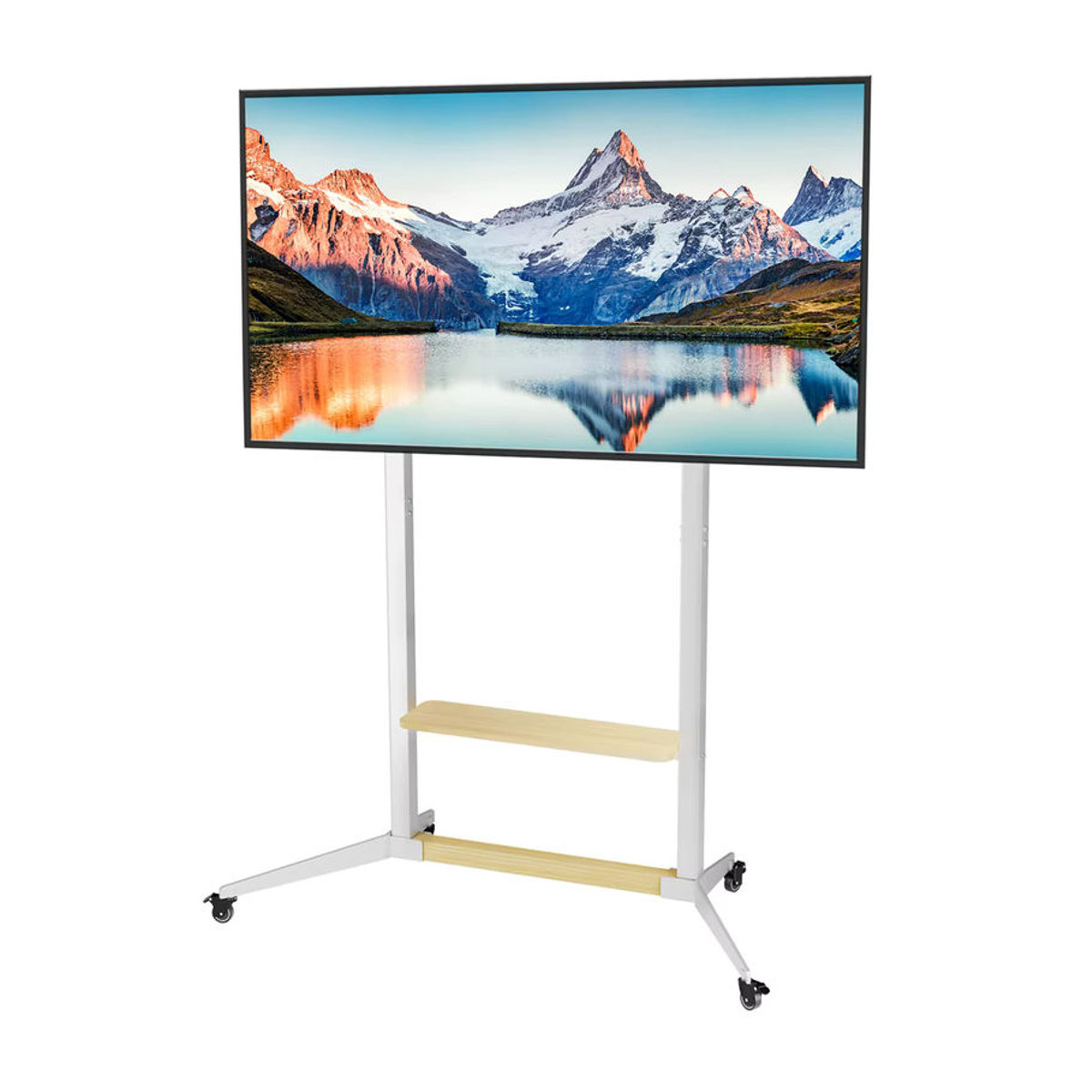 Unho Mobiler Eck-TV-Ständer in Weiß mit Rollen für 40–100 Zoll, höhenverstellbare minimalistische TV-Halterung mit maximaler Belastbarkeit von 100 kg - Bild 7