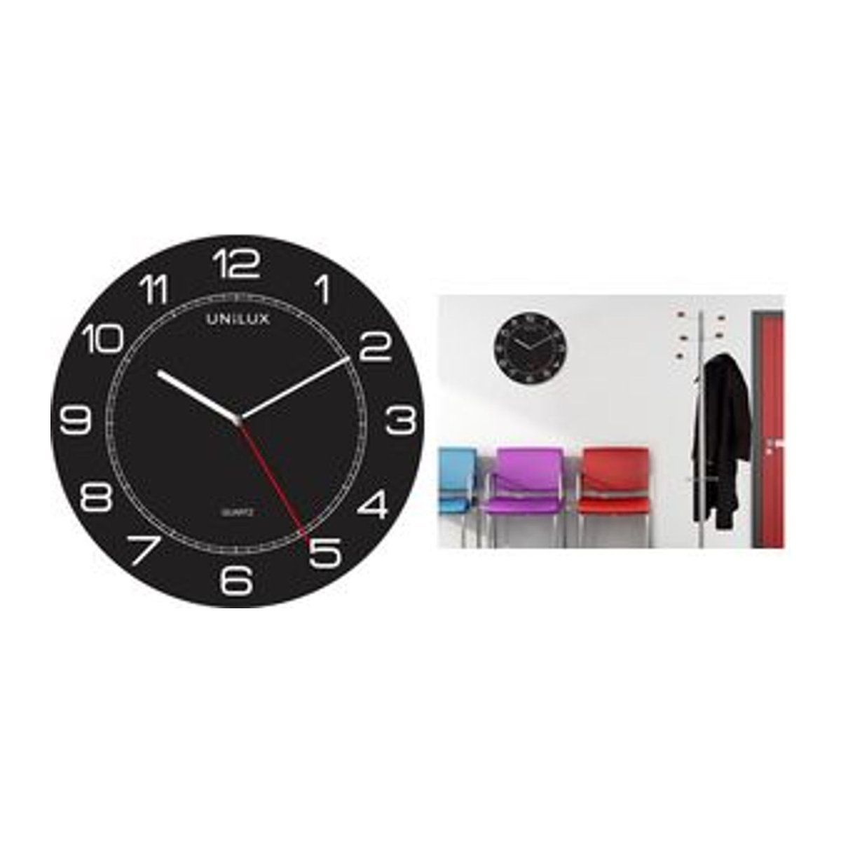 Unilux MEGA Wanduhr rund in Schwarz mit Quarzwerk und minimalistischem Design, Durchmesser: 60 cm - Bild 1