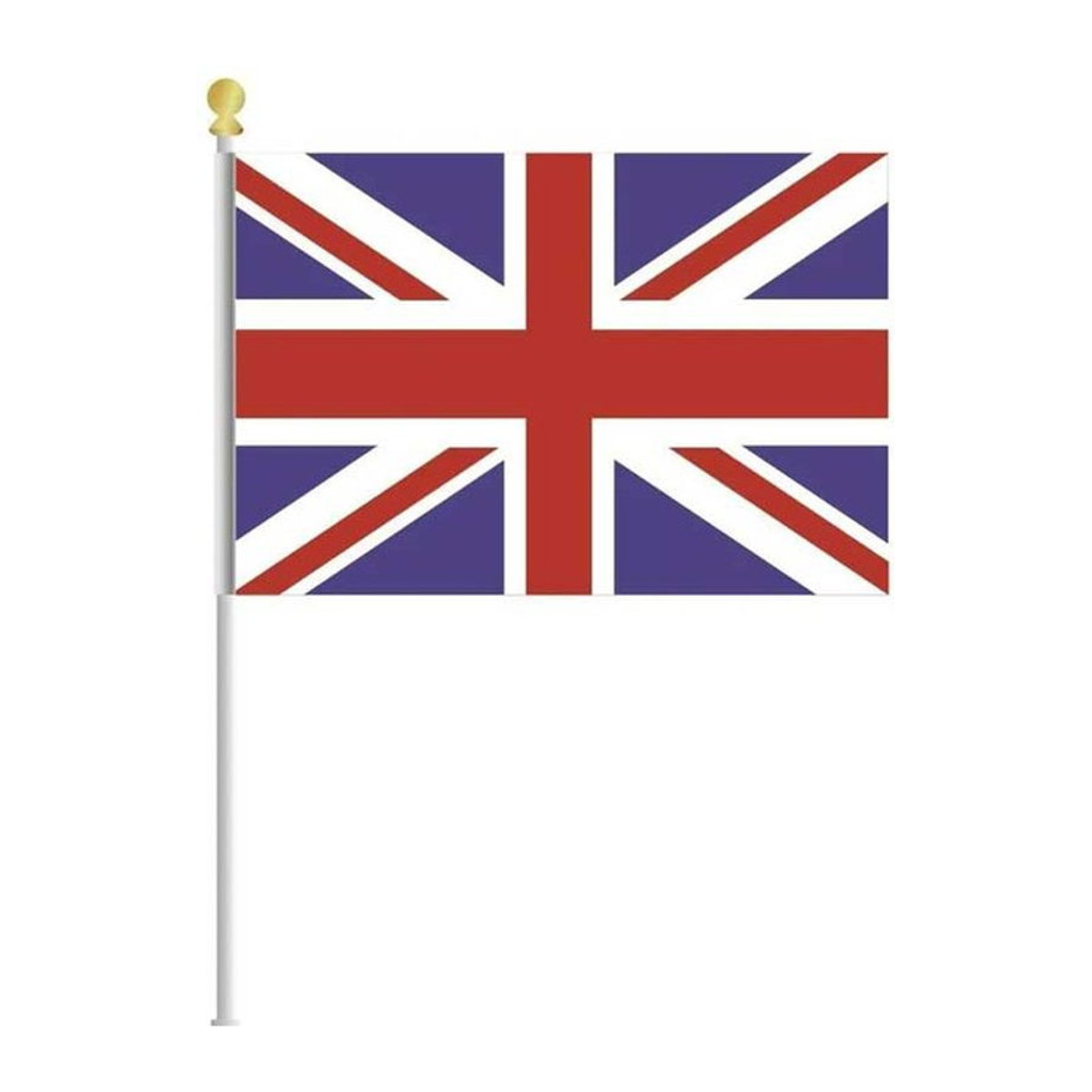 Union Jack Flagge mit Stange, mehrfarbig blau/rot, geometrisches Design zur Dekoration - Bild 1