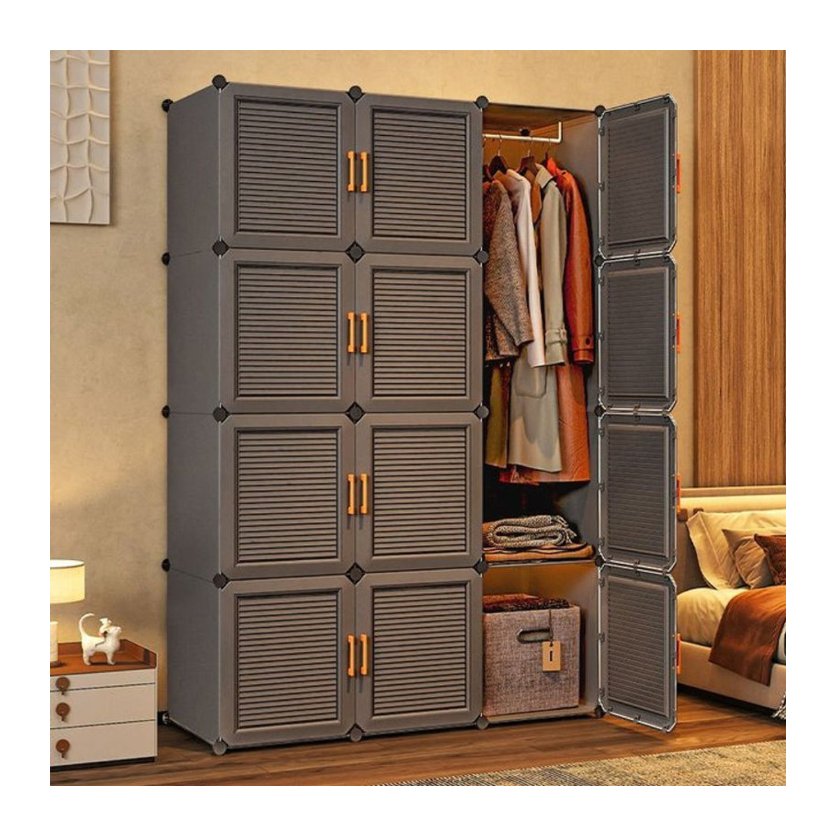 UNIONVILL Kleiderschrank für das Schlafzimmer, minimalistischer Kleiderständer in Grau, staubdicht und klappbar - Bild 1