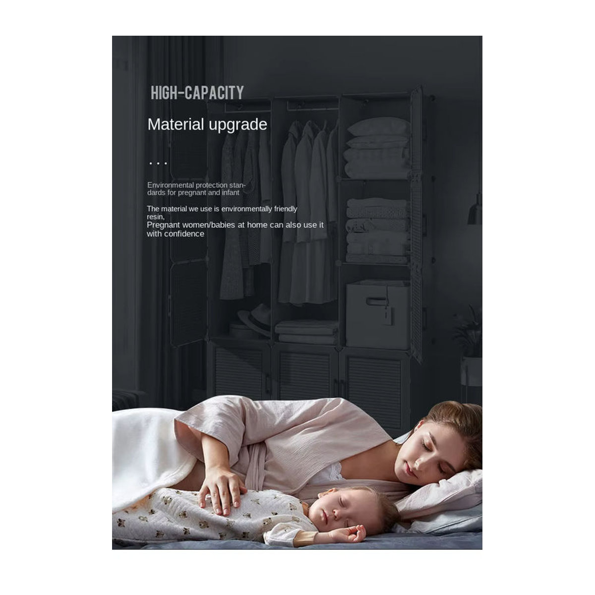 UNIONVILL Kleiderschrank für das Schlafzimmer, minimalistischer Kleiderständer in Grau, staubdicht und klappbar - Bild 5