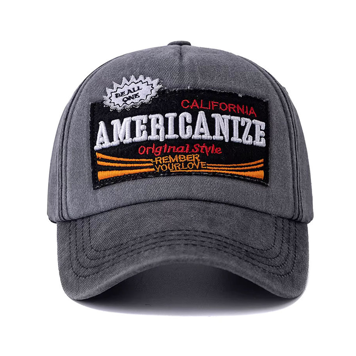 Unisex-Baseballmütze aus gewaschener Baumwolle im Vintage-Stil mit UP POSITIVE Stickerei in Schwarz und Grau - Bild 3