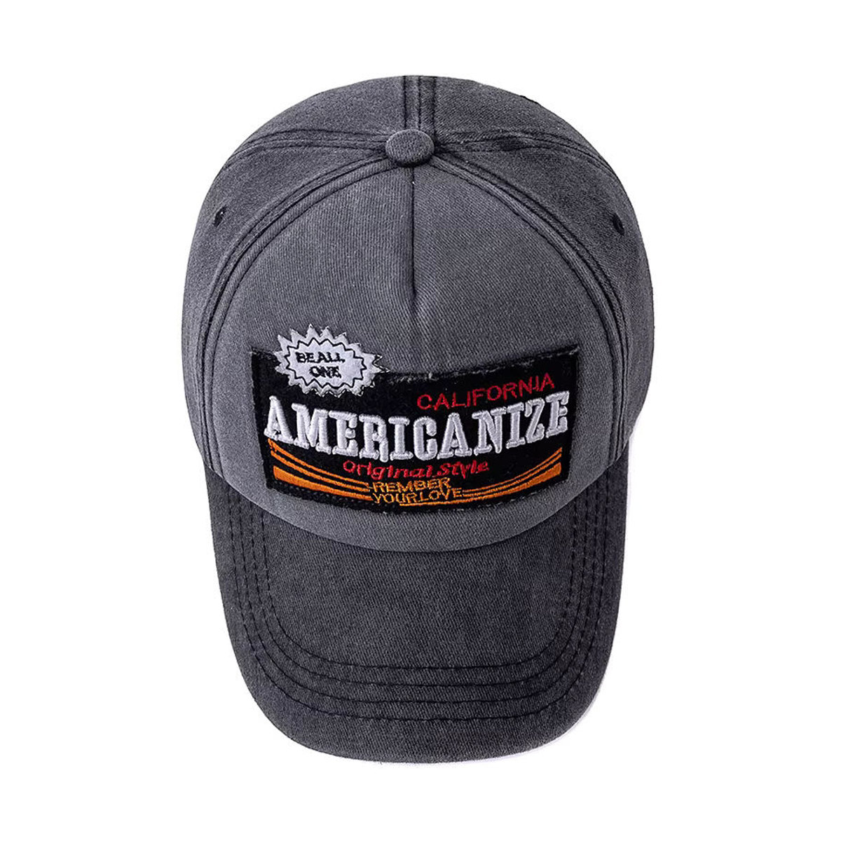 Unisex-Baseballmütze aus gewaschener Baumwolle im Vintage-Stil mit UP POSITIVE Stickerei in Schwarz und Grau - Bild 4