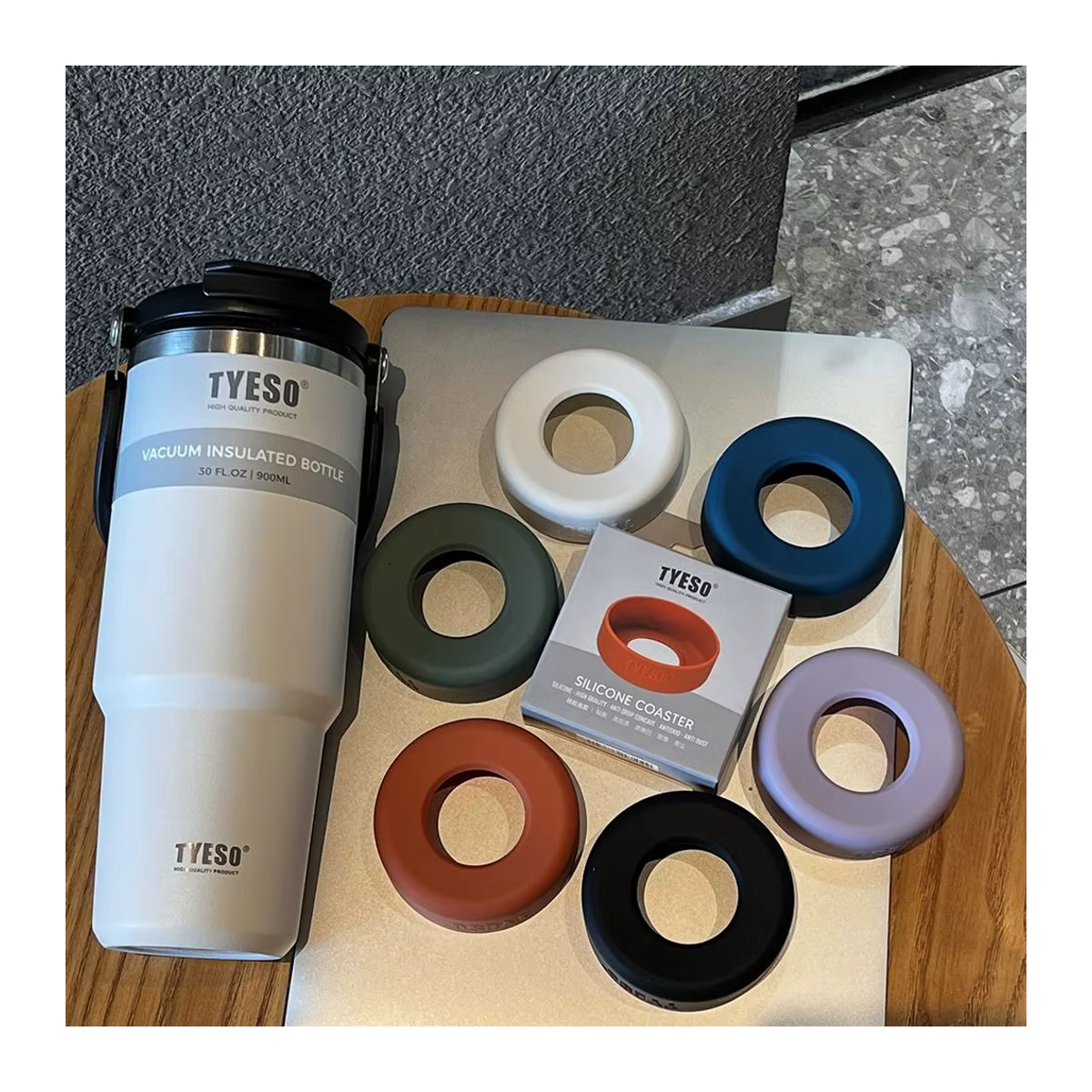Universal Silikon Anti-Rutsch Unterseite für Tyeso Wasserflaschen, lila/mehrfarbig, Durchmesser: 71 mm bis 77 mm - Bild 2