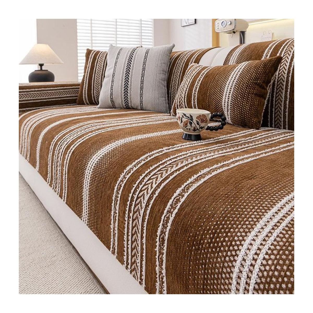 Universal Sofaüberwurf aus Chenille im nordischen Stil, Sofa-Stoffbezug und Decke, B: 160 cm, T: 110 cm - Bild 1