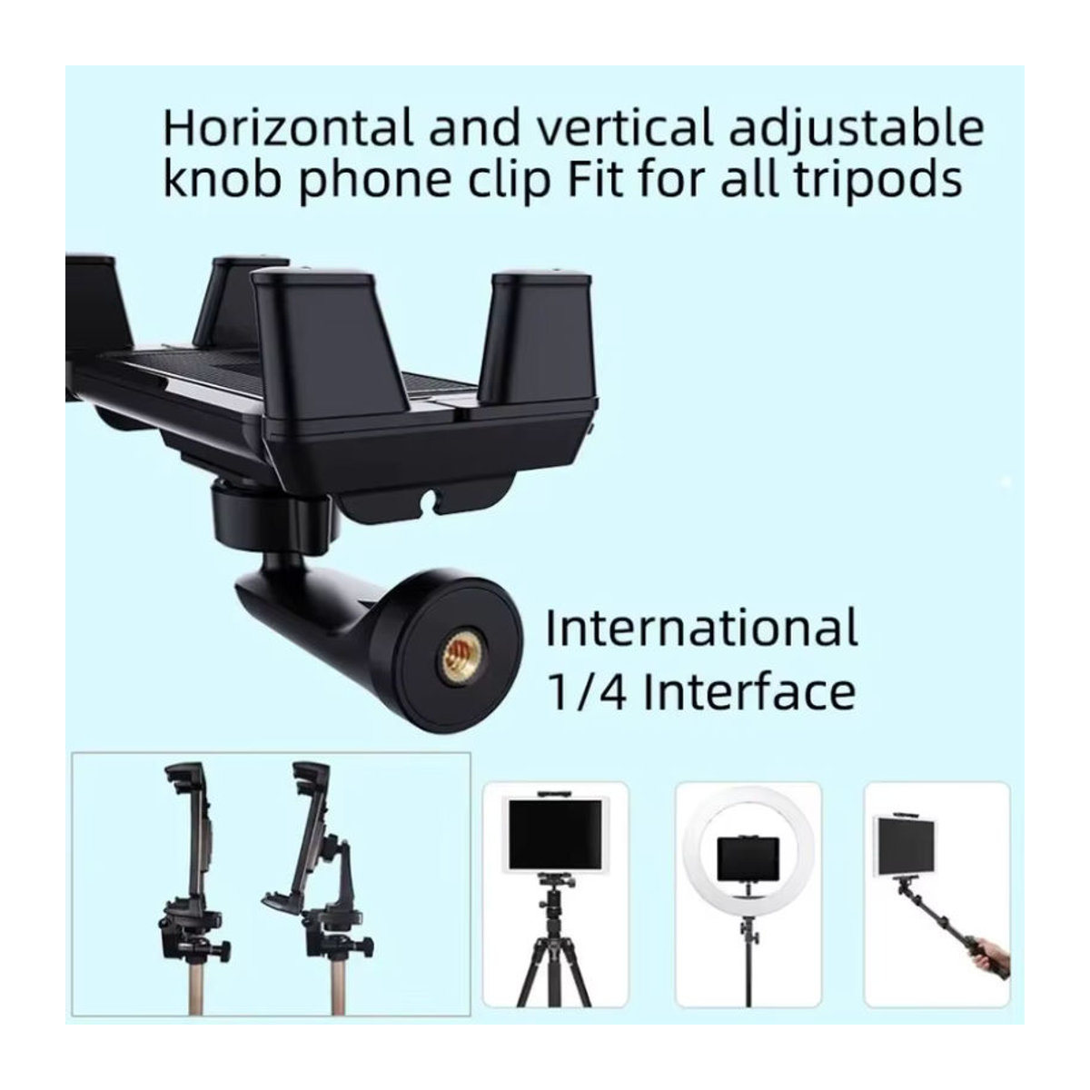 Universal Telefon und Tablet Halterung mit Stativ und Einbeinstativ, kompatibel mit 7 bis 15 Zoll Geräten, Schwarz - Bild 5