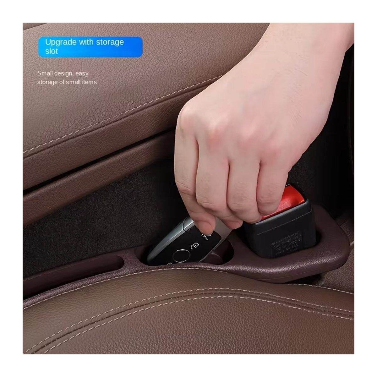 Universeller Auto Sitz Lückenfüller aus PU Leder in Rot mit praktischer Aufbewahrungsmöglichkeit - Bild 4
