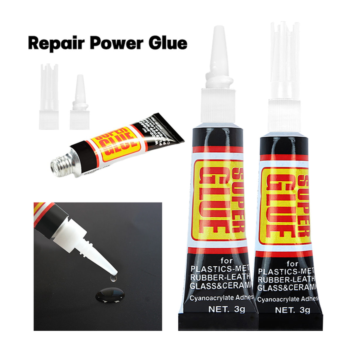 Universeller Mehrzweck-Reparaturkleber 502 für Metall, Kunststoff, Glas und Leder, Weiß - Bild 1