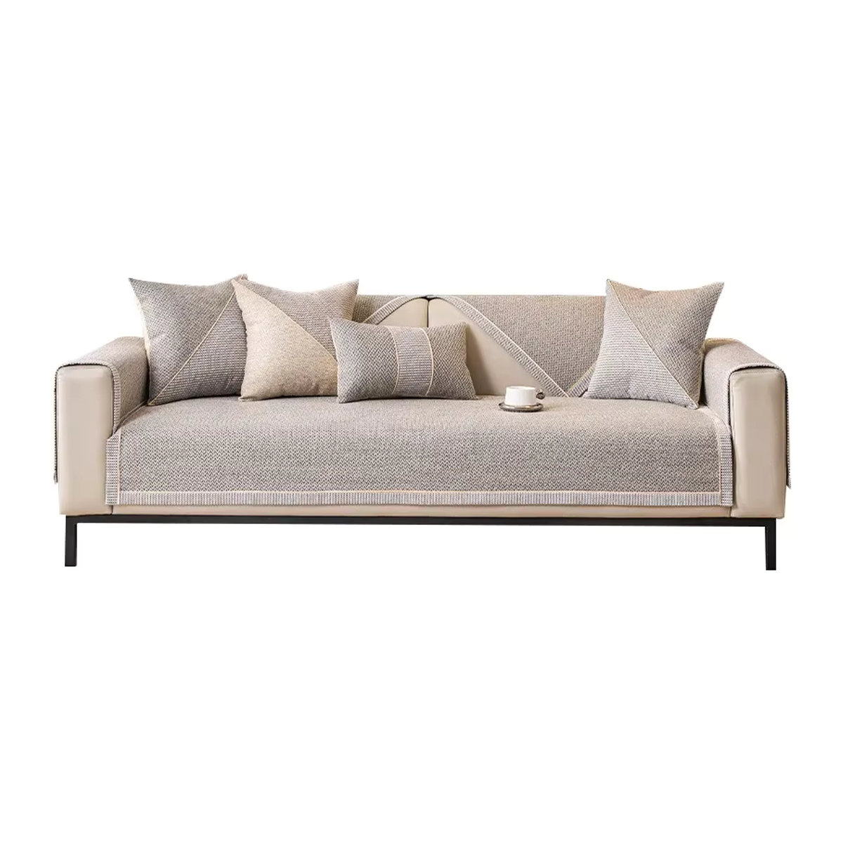 Universelles Sofa Kissen aus Baumwolle und Leinen mit rutschfestem Bezug für alle Jahreszeiten - Bild 4