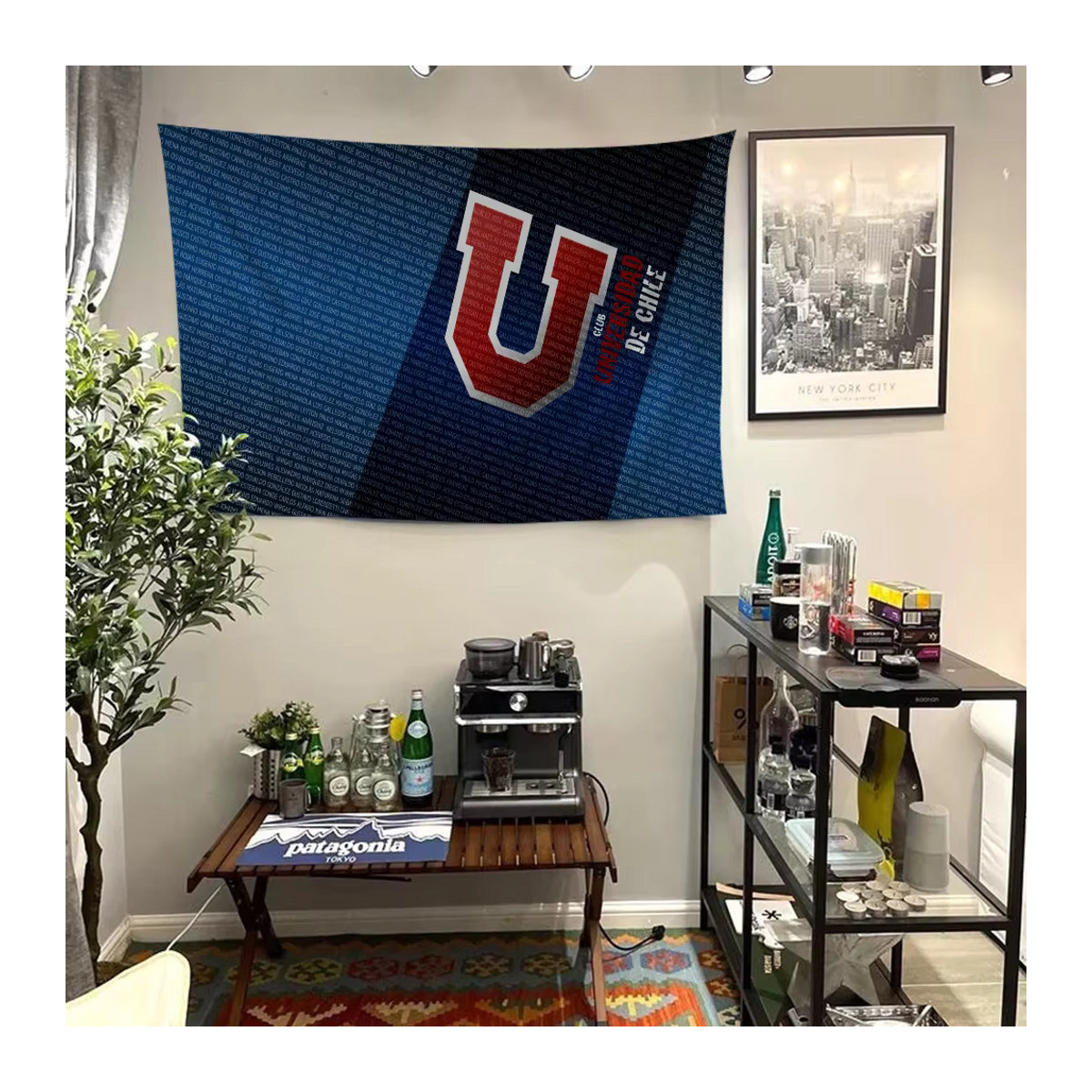 University Of-C-Chile Wandbehang mit Logo Cartoon Design in Blau, Textil Banner zur Dekoration - Bild 2