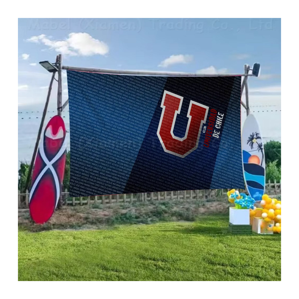 University Of-C-Chile Wandbehang mit Logo Cartoon Design in Blau, Textil Banner zur Dekoration - Bild 5
