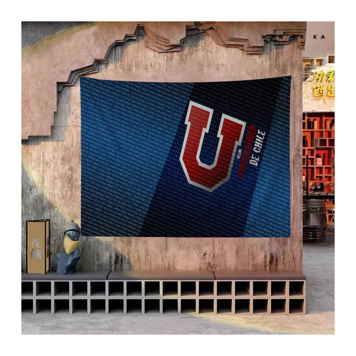 University Of-C-Chile Wandbehang mit Logo Cartoon Design in Blau, Textil Banner zur Dekoration - Bild 6