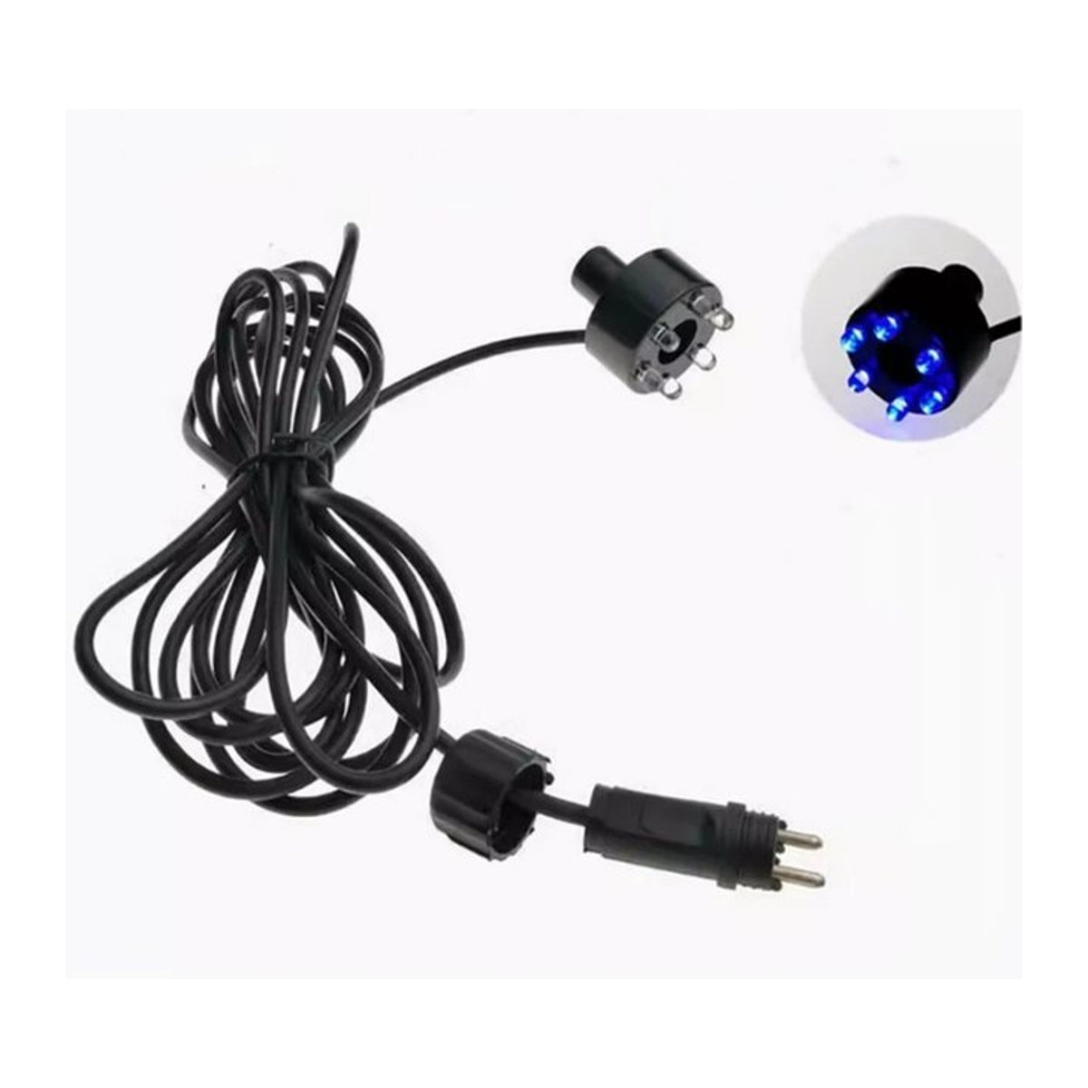 Unterwasser LED Beleuchtung mit 6 LEDs und blauem Ringlicht, 3-in-1 Schnittstelle für Brunnen, Teich, Wassergarten oder Salzwasseraquarium, Schwarz/Blau - Bild 1
