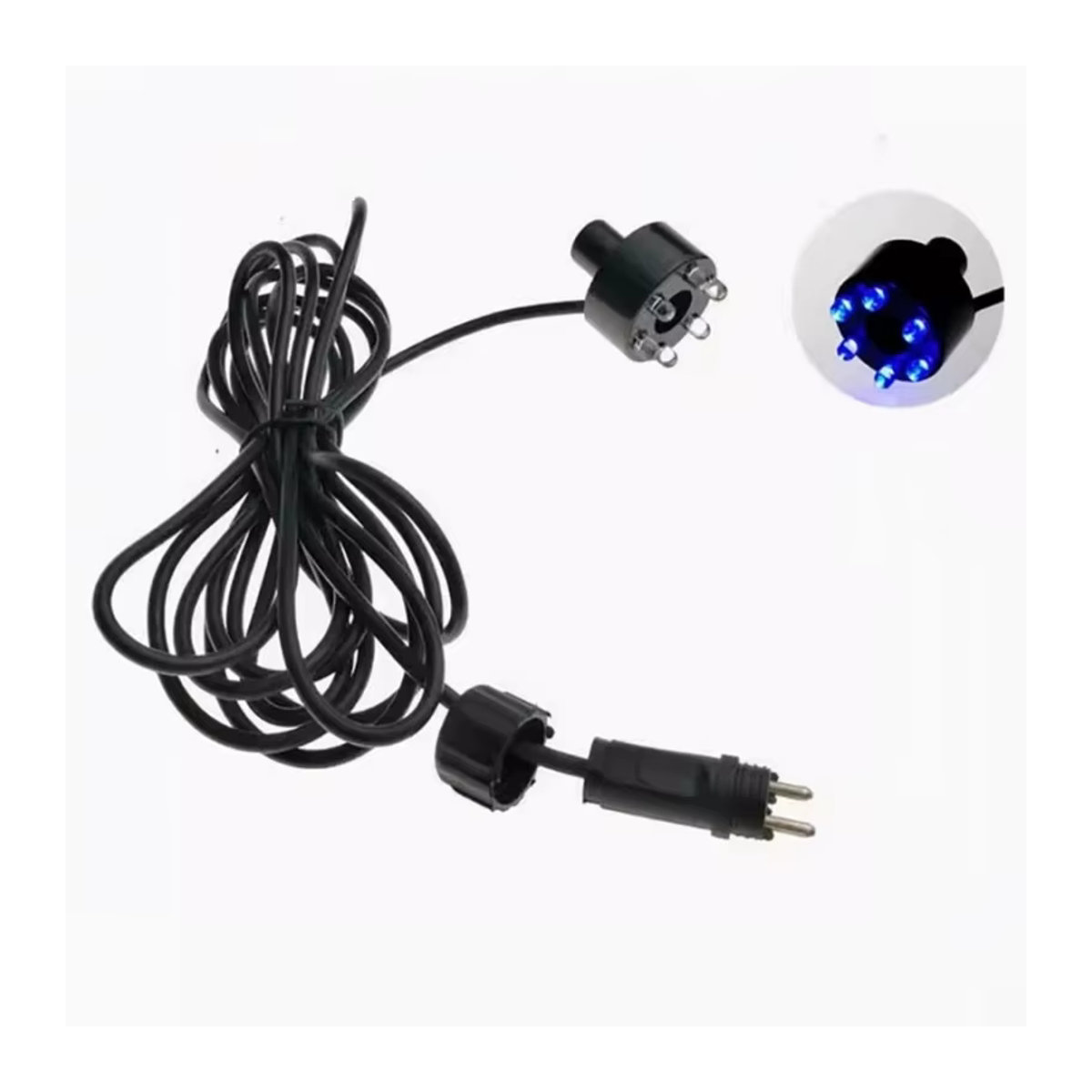 Unterwasser LED Beleuchtung mit 6 LEDs und blauem Ringlicht, 3-in-1 Schnittstelle für Brunnen, Teich, Wassergarten oder Salzwasseraquarium, Schwarz/Blau - Bild 5