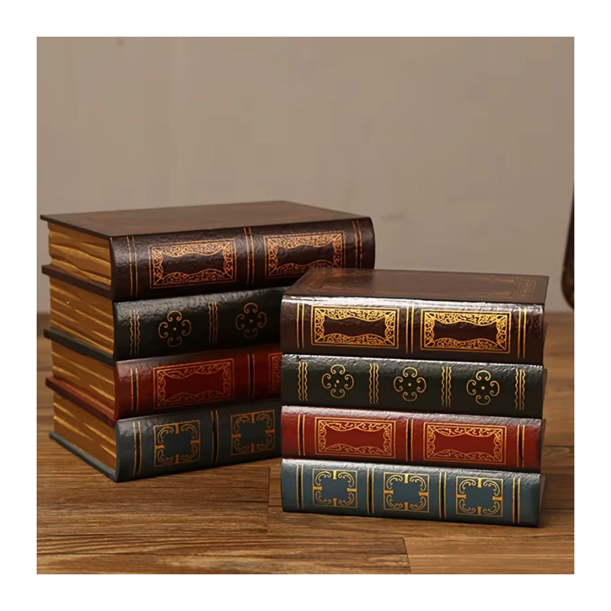 Untior Aufbewahrungsbox in Buchform aus Holz im Vintage-Stil, mehrfarbig und rechteckig - Bild 5