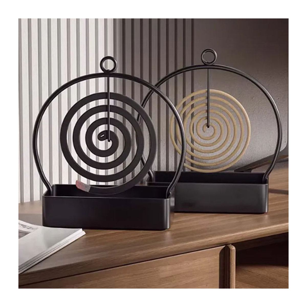 Untior Räucherstäbchenhalter aus Metall in Grau und Schwarz, geometrisches Design für Innen- und Außenbereich - Bild 4