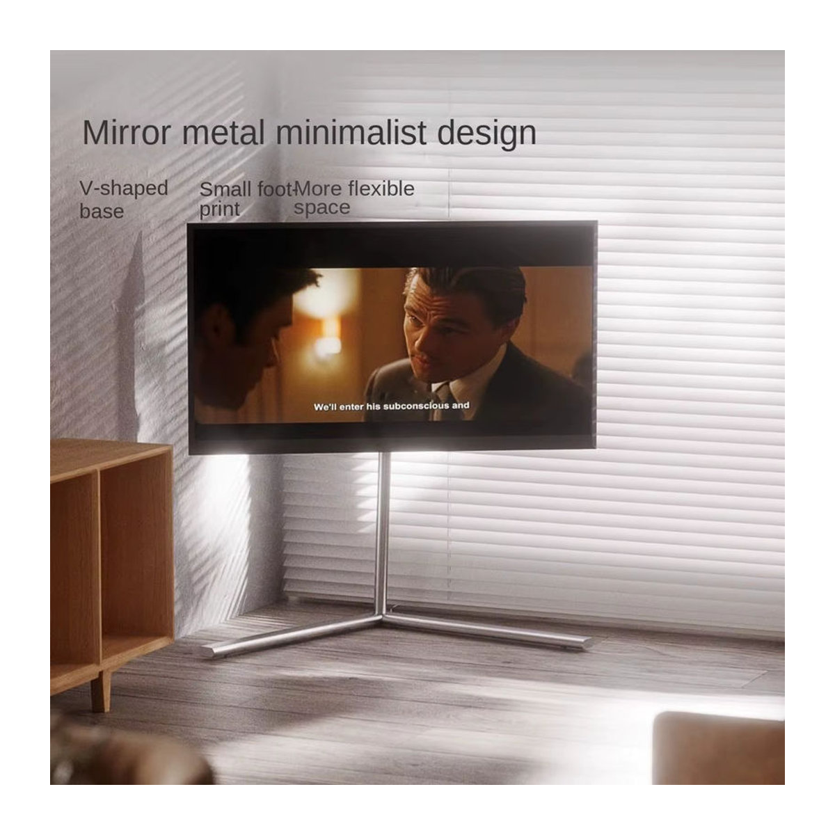 UOSU TV-Ständer MOMO bodenstehend und beweglich in Silber aus Metall mit Rollen für 55 bis 65 Zoll im minimalistischen Design - Bild 2