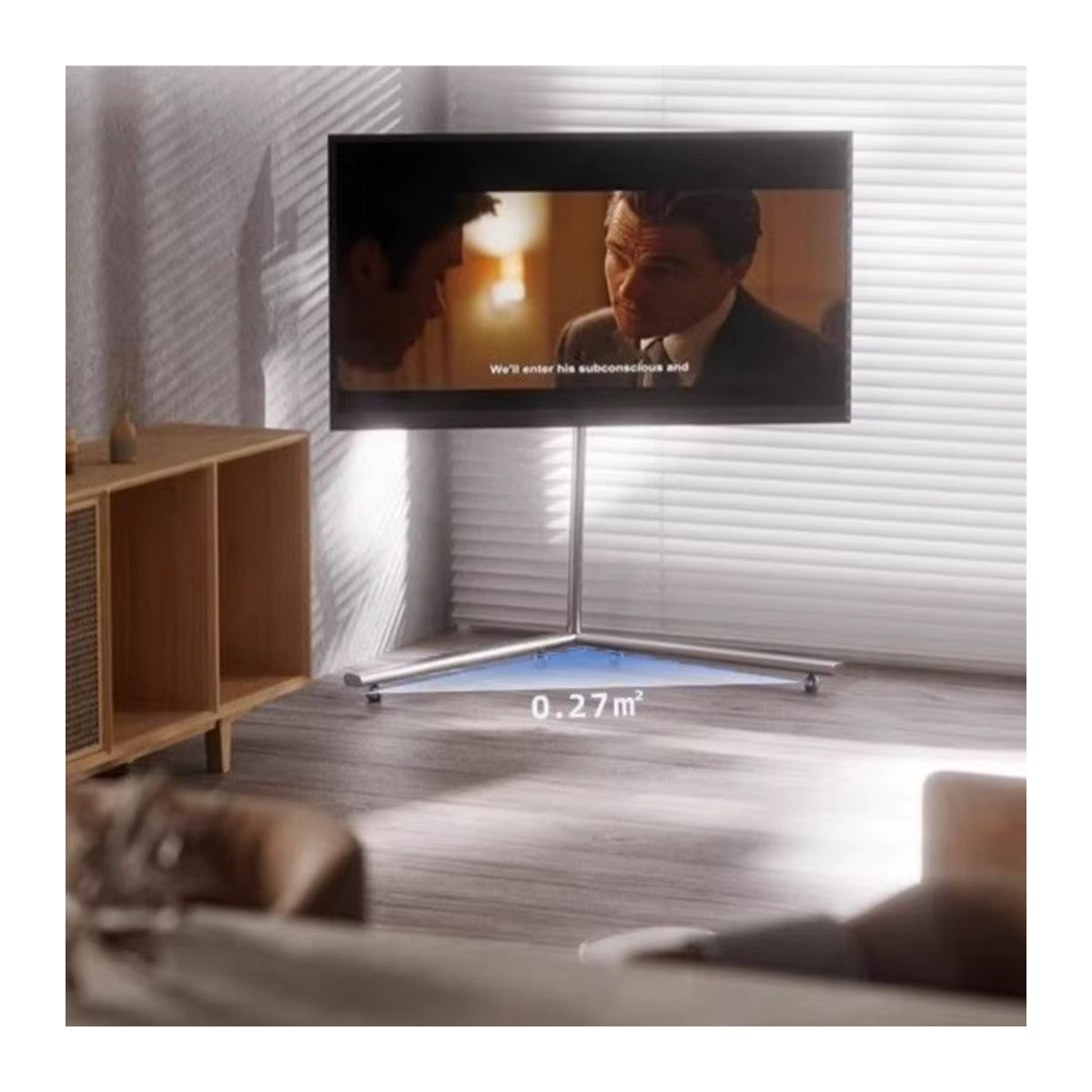 UOSU TV-Ständer MOMO bodenstehend und beweglich in Silber aus Metall mit Rollen für 55 bis 65 Zoll im minimalistischen Design - Bild 6