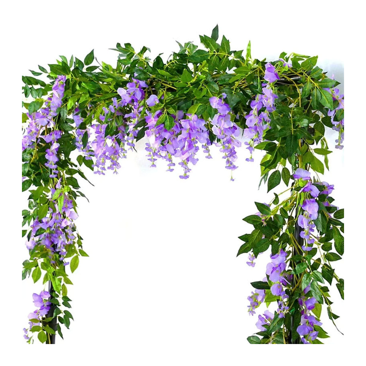 Üppige künstliche Glyzinien-Blumengirlande in Lila und Weiß für Garten, Hochzeit und Dekoration, hängend, Länge: 180 cm - Bild 2
