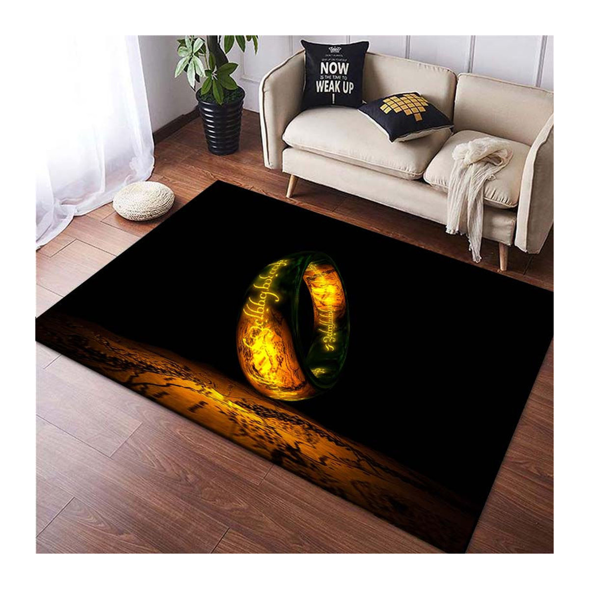 UQIDEHOME Bereichsteppich Mittelerde Karten Ring Muster in Beige, rutschfeste Bodenmatte für Wohnzimmer und Schlafzimmer, B/T: 90 x 60 cm - Bild 3