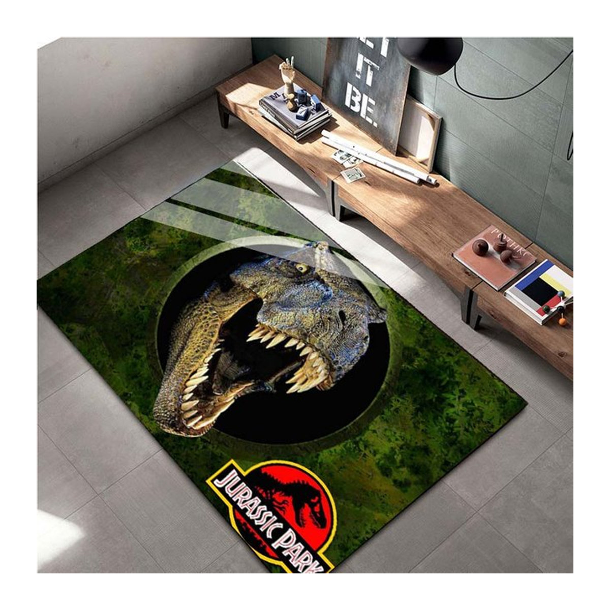 UQIDEHOME Jurassic Park Dinosaurier Bereichsteppich für Kinder, rutschfeste Bodenmatte, mehrfarbig, B/T: 80 x 50 cm - Bild 1