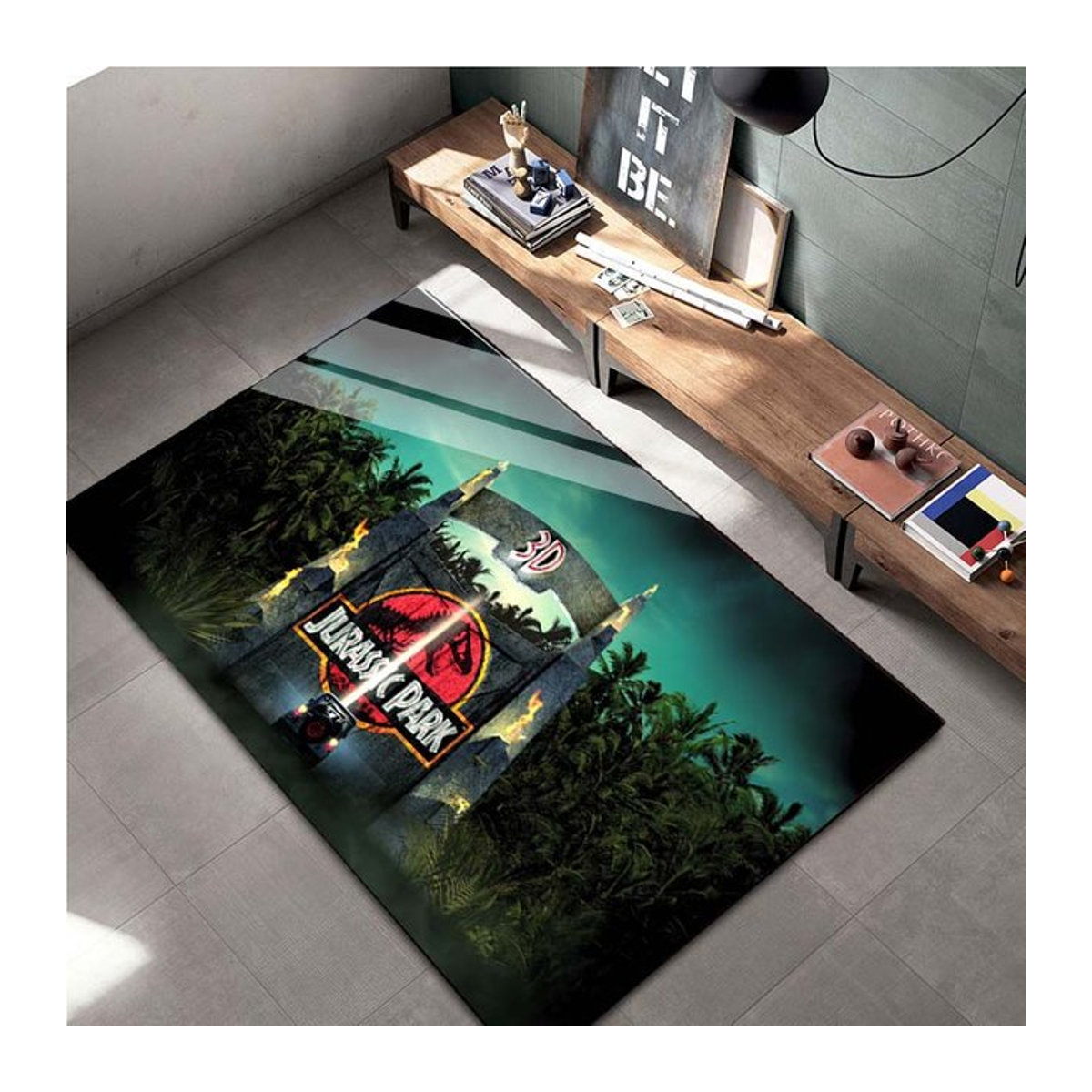 UQIDEHOME Jurassic Park Dinosaurier Bereichsteppich mehrfarbig B/B/H: 80 x 50 cm - Bild 1