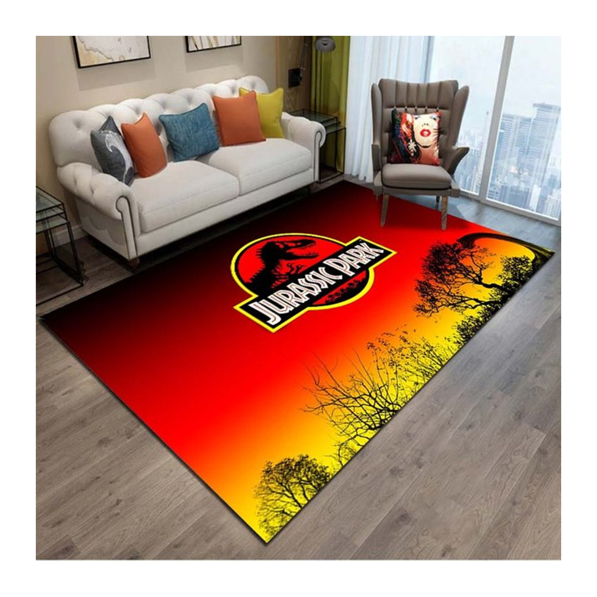 UQIDEHOME Jurassic Park Dinosaurier Bereichsteppich mehrfarbig B/T: 60 x 40 cm - Bild 1