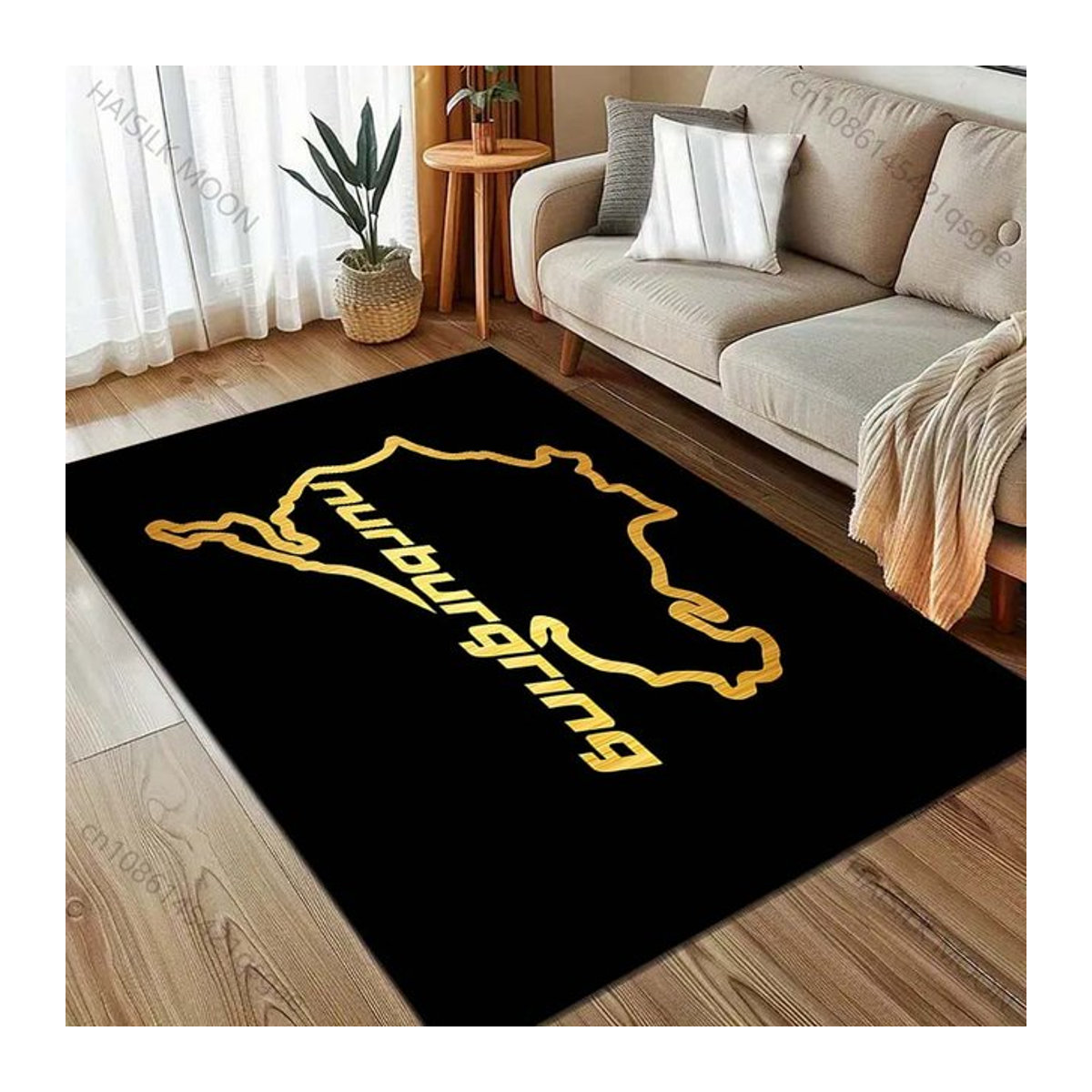 UQIDEHOME Teppich Nürburgring F1 Internationale Rennstrecke, rutschfest und waschbar, schwarz, B/T: 140 x 80 cm - Bild 1