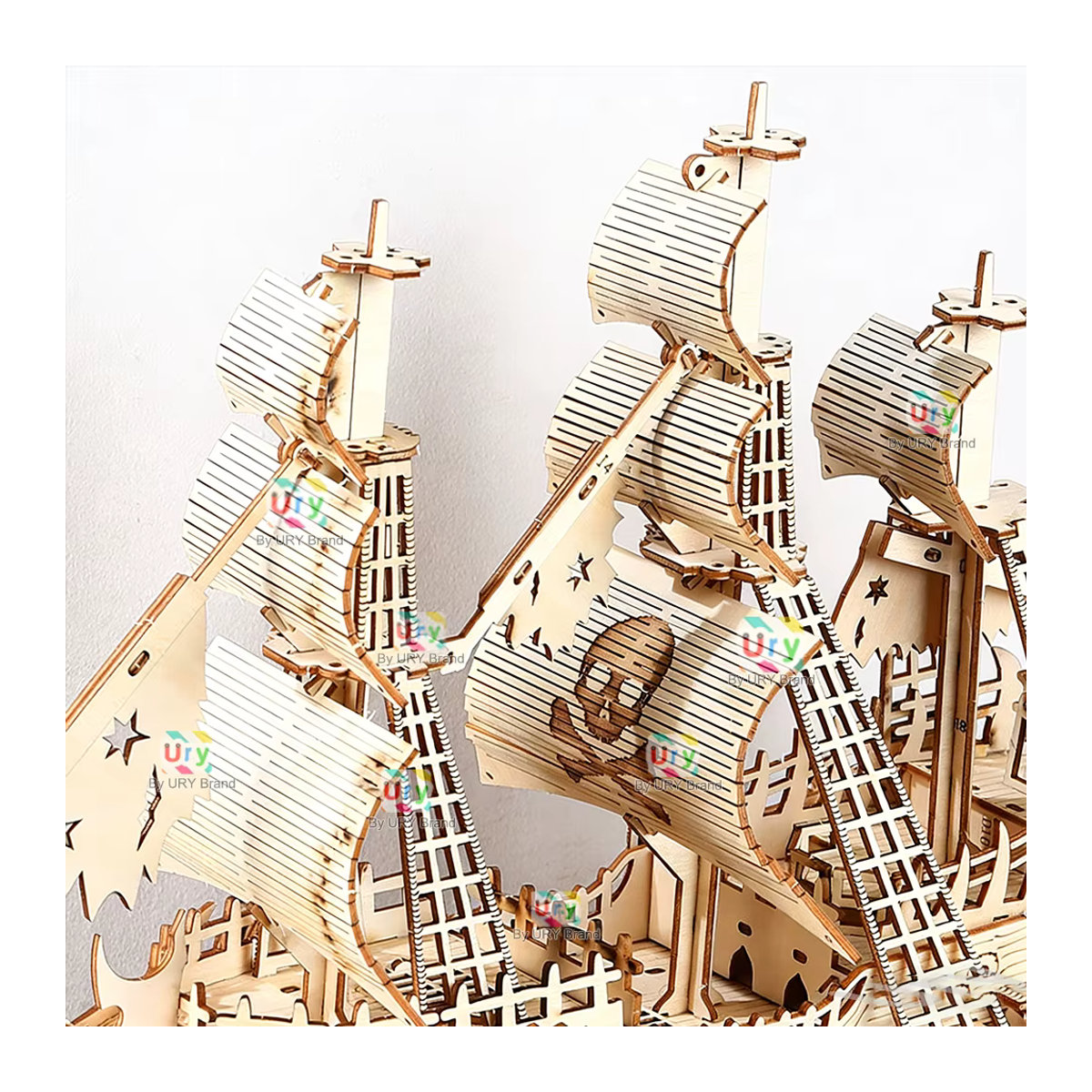 Ury DIY 3D Holzpuzzle Geister-Piratenschiff im Retro-Stil, braun - Bild 3
