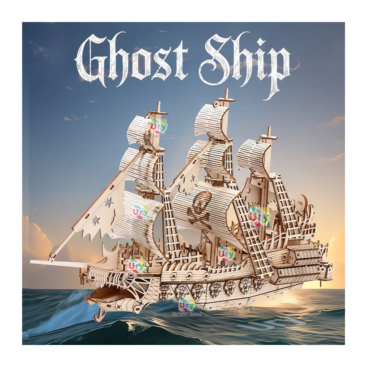 Ury DIY 3D Holzpuzzle Geister-Piratenschiff im Retro-Stil, braun - Bild 6