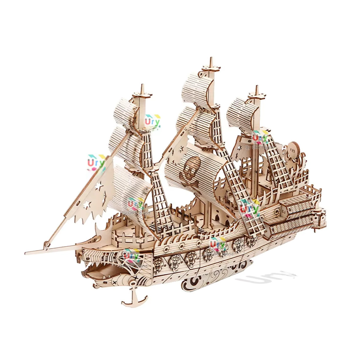 Ury DIY 3D Holzpuzzle Geister-Piratenschiff im Retro-Stil, braun - Bild 7