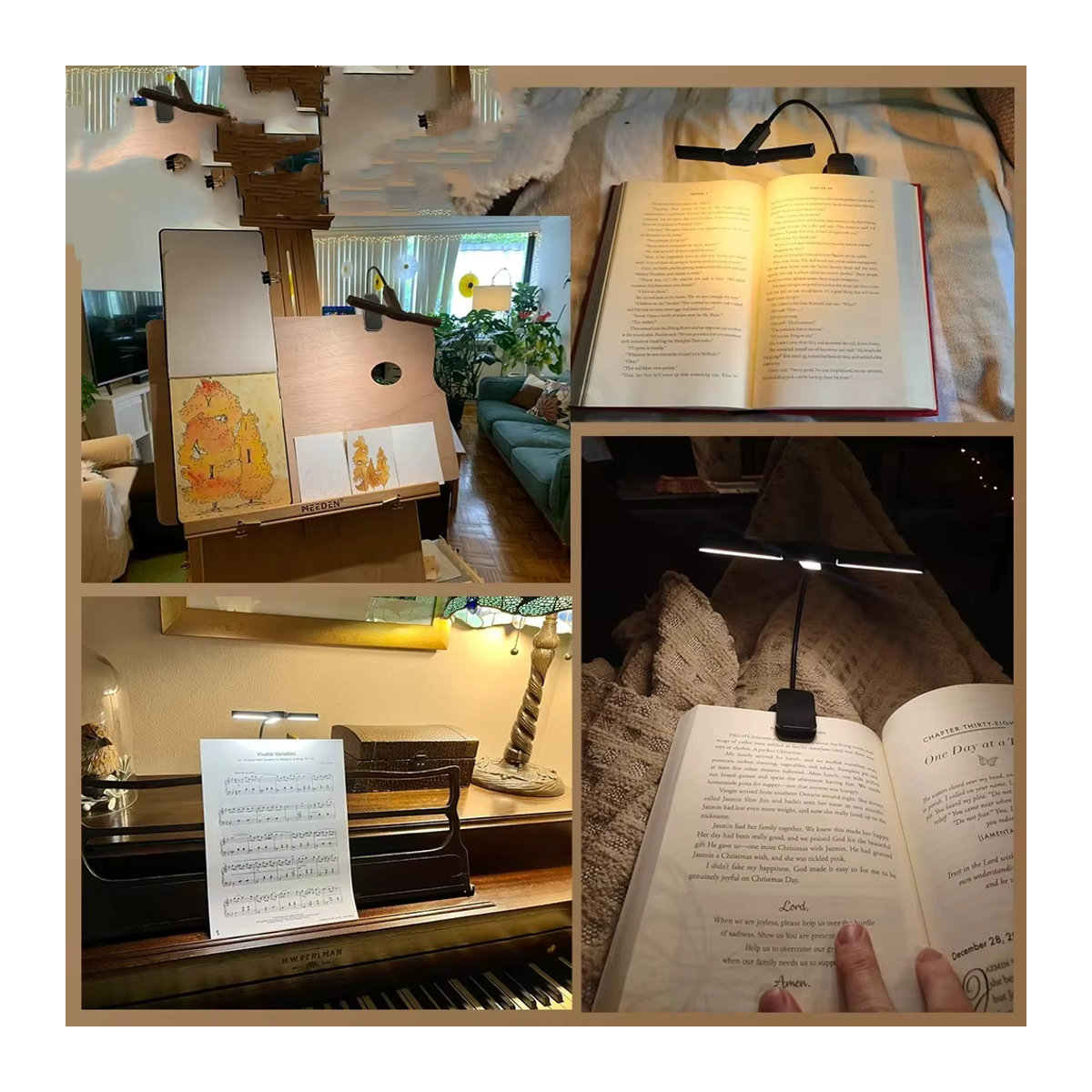 USB Aufladbare LED Clip Buch Lampe Minimalistisch als Mini Leselicht und Nachtlicht für Kinder und Desktop - Bild 5