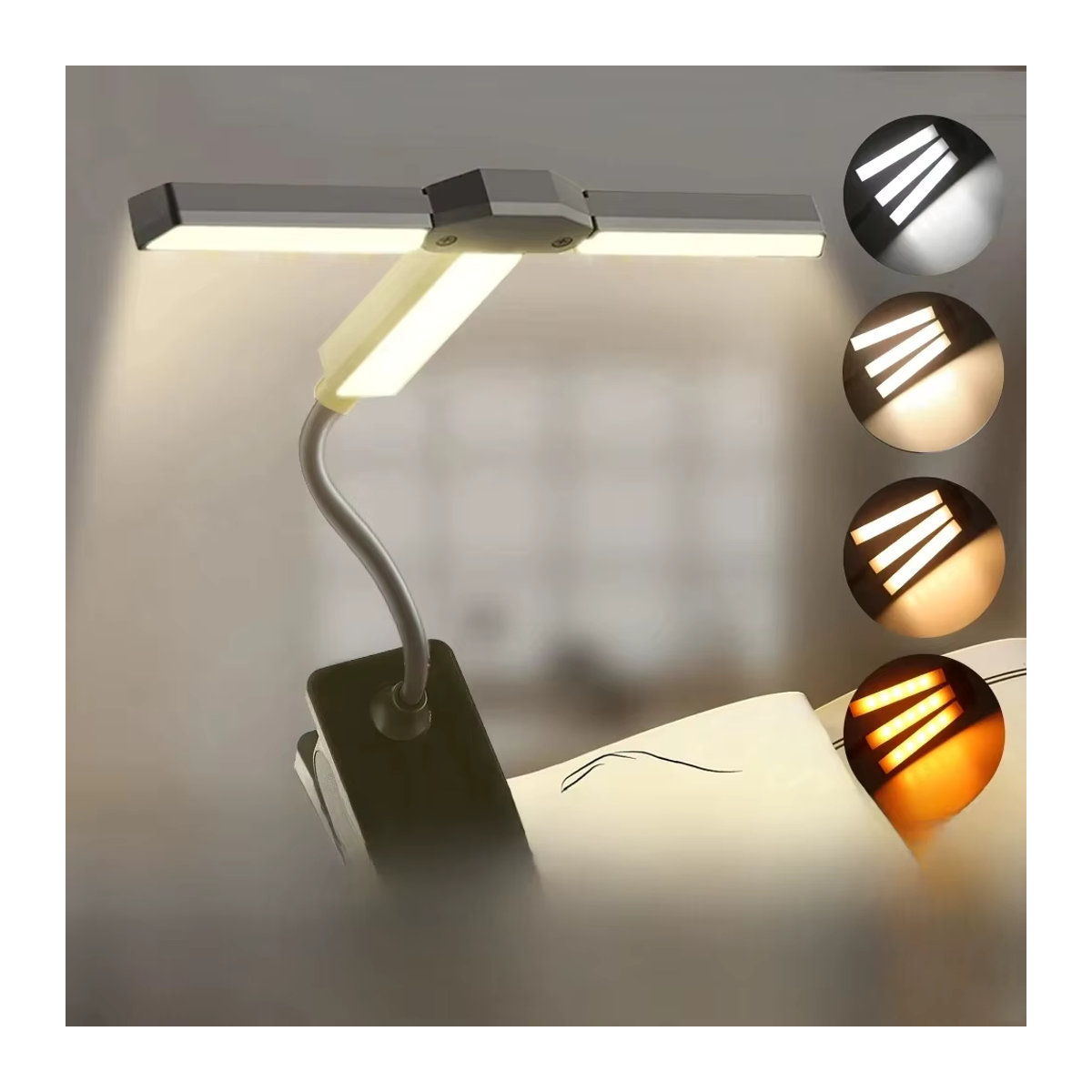 USB Aufladbare LED Clip Buch Lampe Minimalistisch als Mini Leselicht und Nachtlicht für Kinder und Desktop - Bild 6